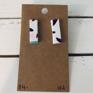 Gorgeous modern clay stud earrings with gold backs